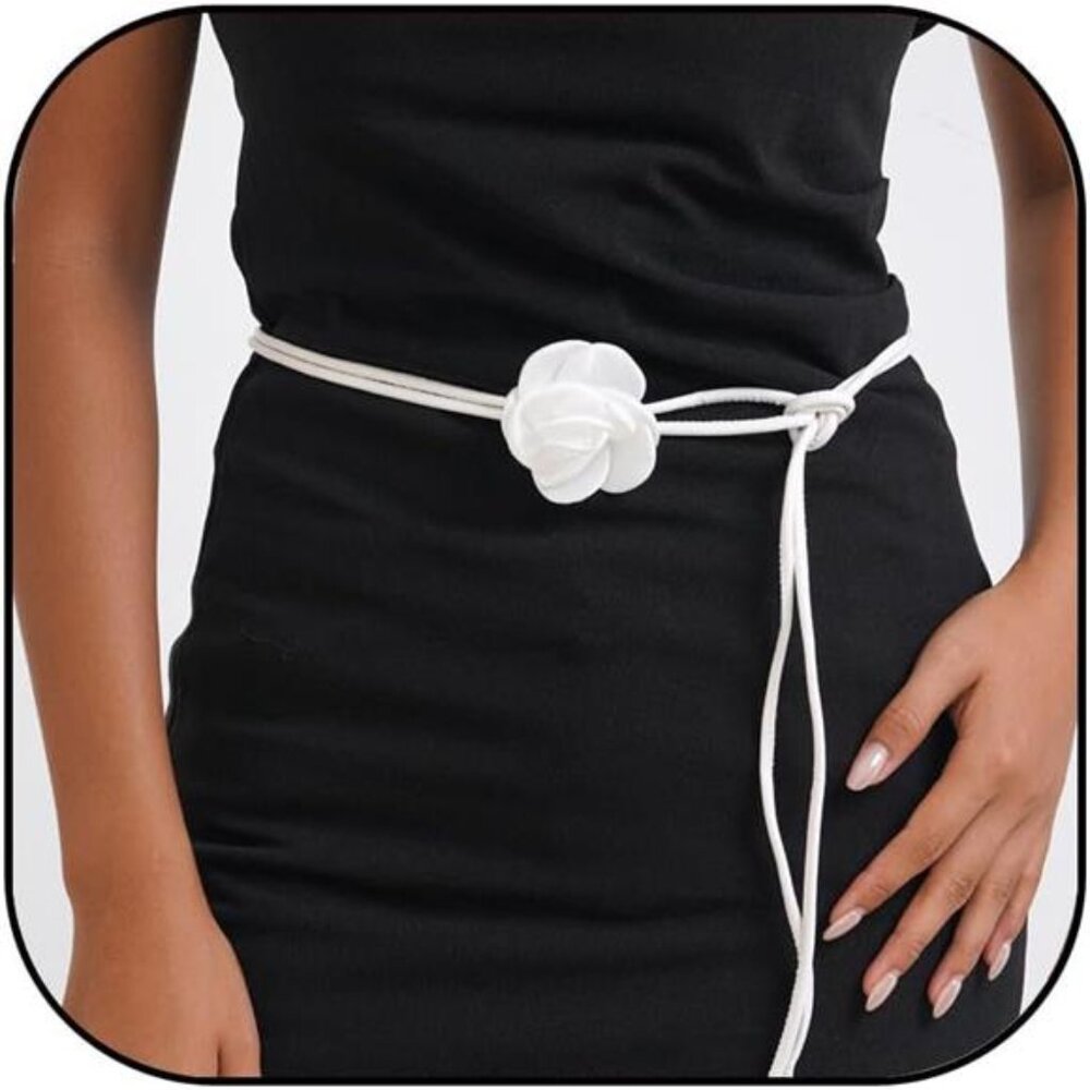 🌿 Women’s Leather Rope Tie Belt – Thin Adjustable Boho Waist Belt for Dresses